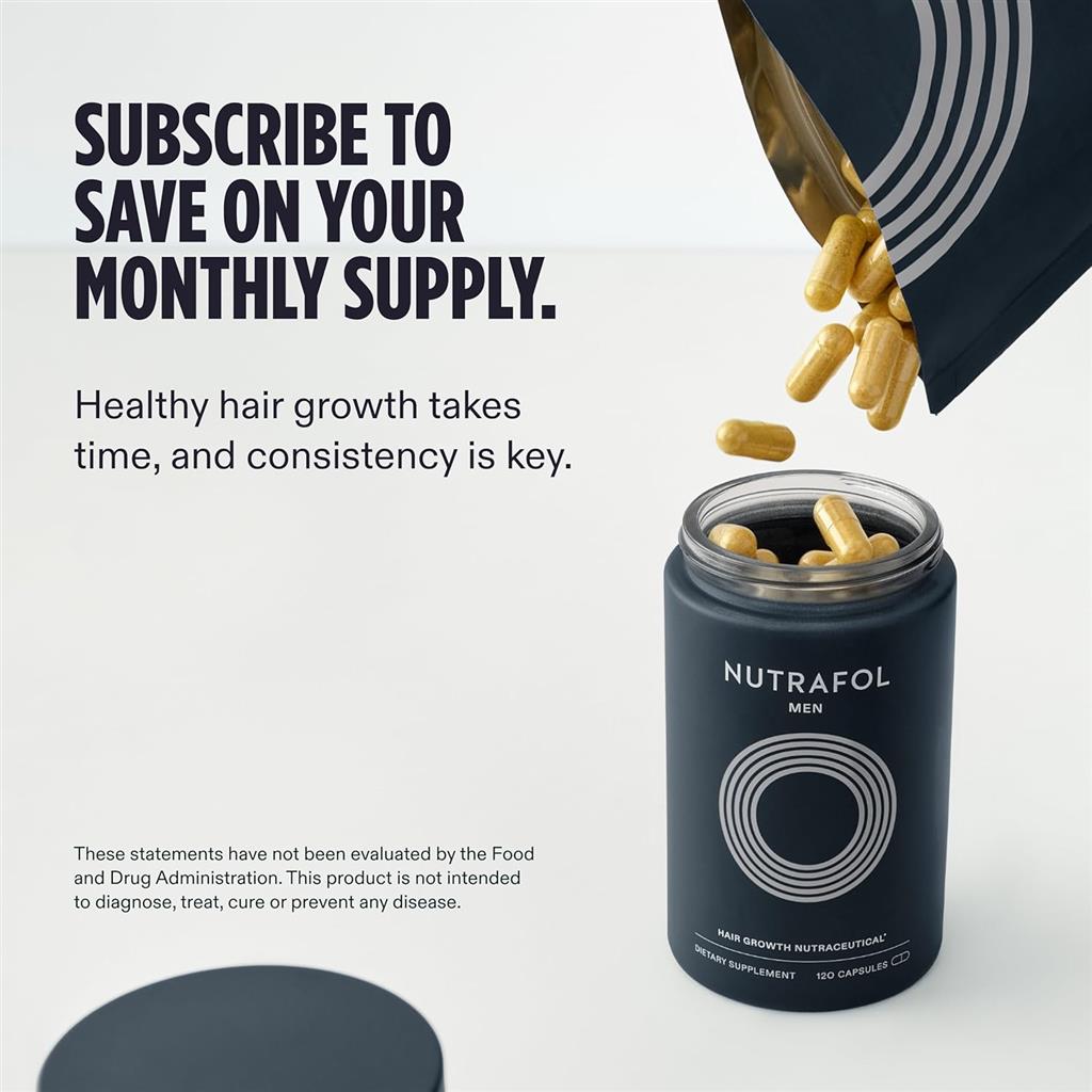 Nutrafol Men Hair Growth Supplements, Ages 18-49, 1-Month Bottle
