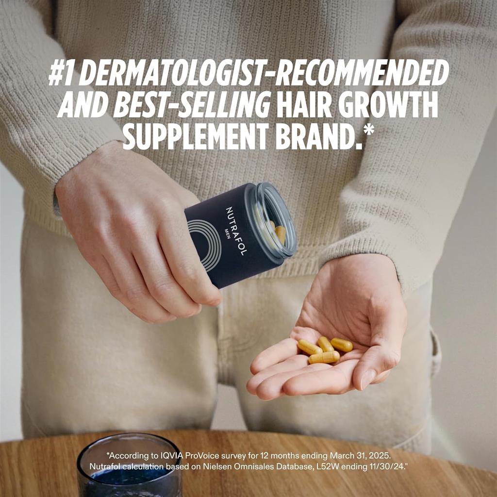 Nutrafol Men Hair Growth Supplements, Ages 18-49, 1-Month Bottle